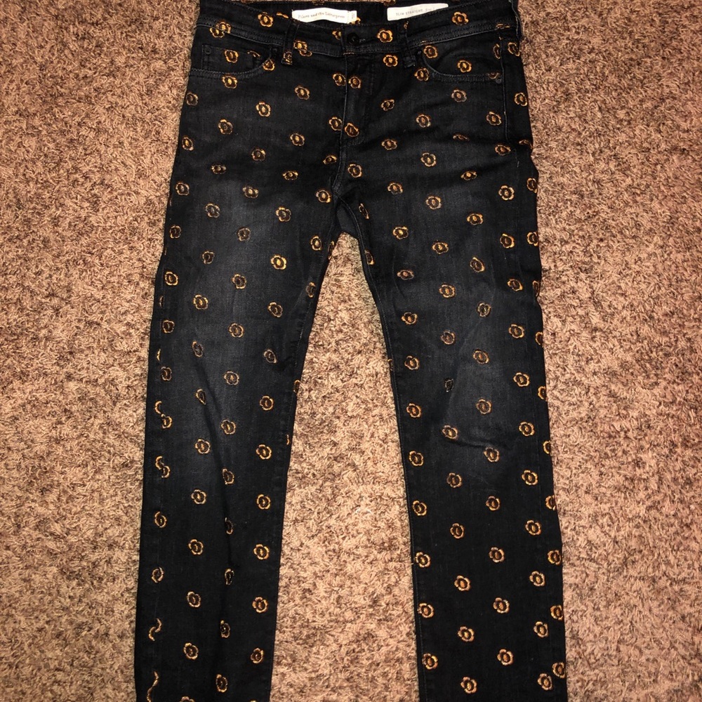Oil do (Anthropologie) black floral jeans